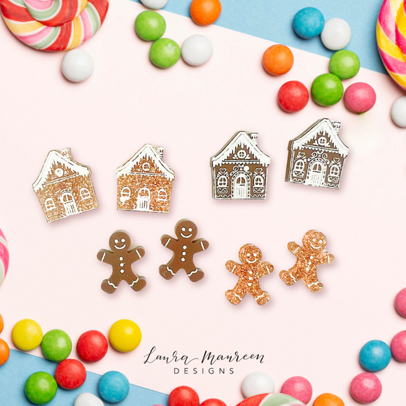 Holiday Stud Earrings- Gingerbread
