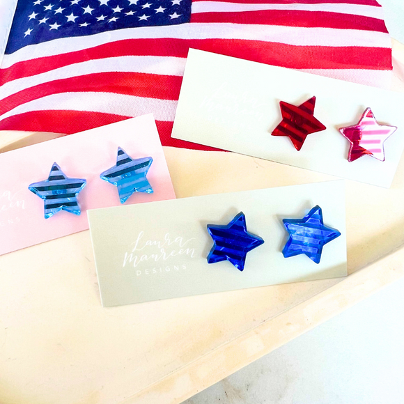 Patriotic Star Stud Earrings