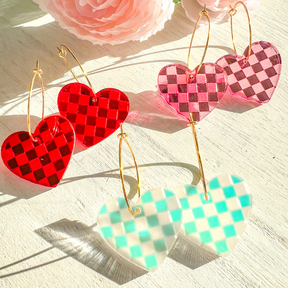 Valentine's- Checkered Heart Hoops
