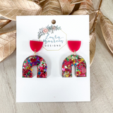 Glitter Party Claire Earrings- Magenta